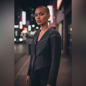 80s Vintage Wilsons Leather Womens Black Moto Suede Jacket Retro Glam Rock - M